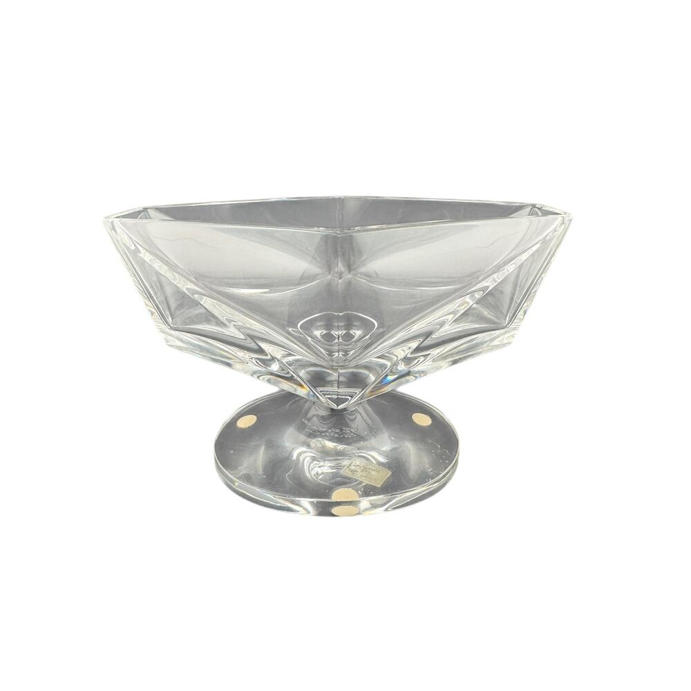 Lalique 1950s Signed Pedestal Candy Bowl Mid Century Modern Showpiece